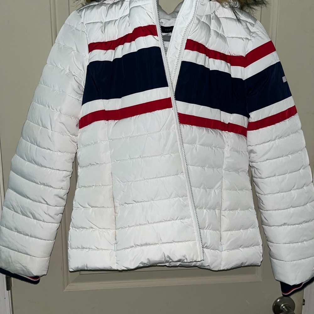 Kids White and Red Striped Jacket